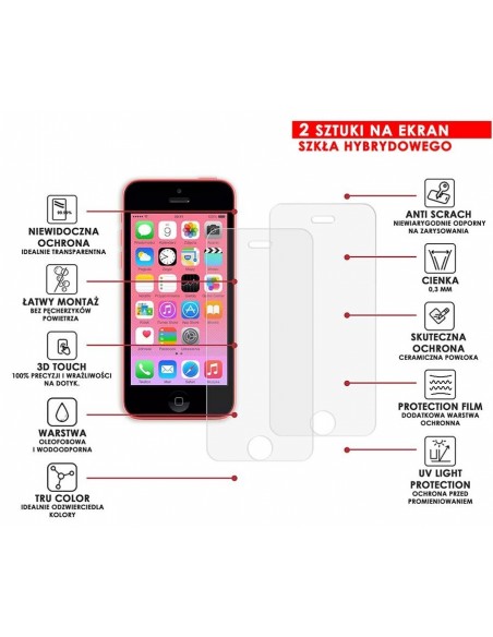 PANCERNE SZKŁO HYBRYDOWE IPHONE 5C I APARAT