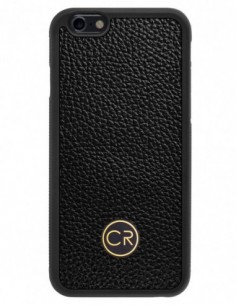 Etui premium skórzane, case na smartfon APPLE iPhone 6. Skóra floater czarna ze złotą blaszką.