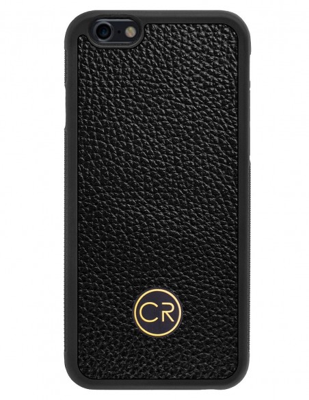 Etui premium skórzane, case na smartfon APPLE iPhone 6S. Skóra floater czarna ze złotą blaszką.