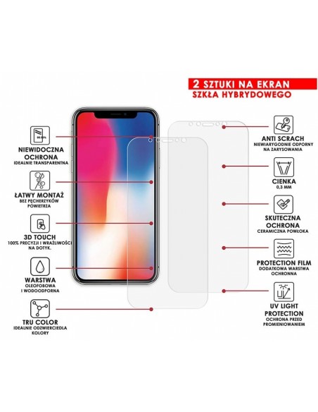 PANCERNE SZKŁO HYBRYDOWE IPHONE X I APARAT