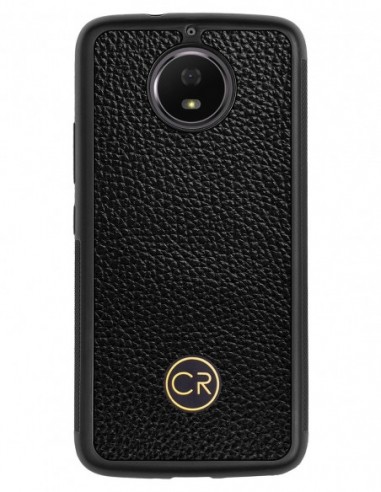 Etui premium skórzane, case na smartfon MOTOROLA G5S. Skóra floater czarna ze złotą blaszką.
