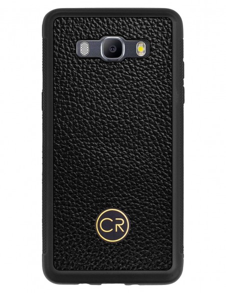 Etui premium skórzane, case na smartfon SAMSUNG GALAXY J5 2016. Skóra floater czarna ze złotą blaszką.