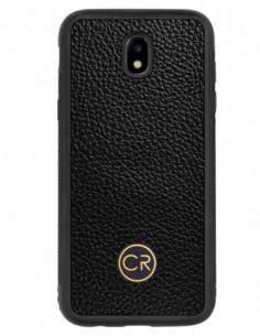 Etui premium skórzane, case na smartfon SAMSUNG GALAXY J5 2017. Skóra floater czarna ze złotą blaszką.