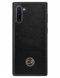 Etui premium skórzane, case na smartfon SAMSUNG GALAXY NOTE 10. Skóra floater czarna ze złotą blaszką.