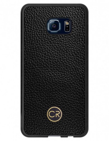 Etui premium skórzane, case na smartfon SAMSUNG GALAXY S6 EDGE. Skóra floater czarna ze złotą blaszką.