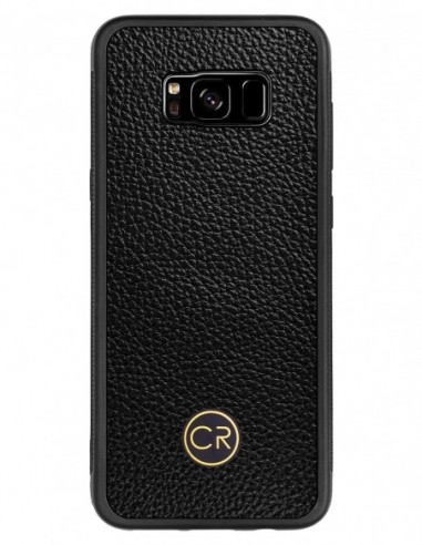 Etui premium skórzane, case na smartfon SAMSUNG GALAXY S8 PLUS. Skóra floater czarna ze złotą blaszką.