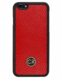 Etui premium skórzane, case na smartfon APPLE iPhone 6S. Skóra floater czerwona ze złotą blaszką.