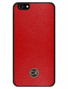 Etui premium skórzane, case na smartfon APPLE iPhone 6S PLUS. Skóra floater czerwona ze złotą blaszką.