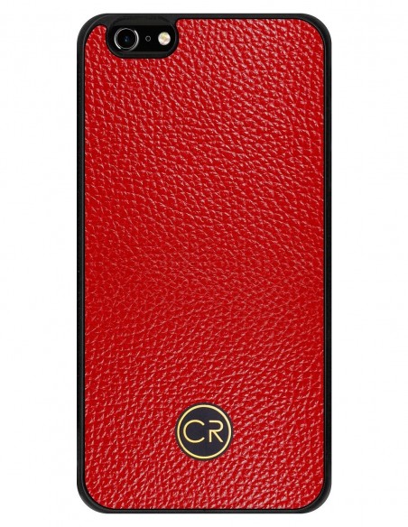 Etui premium skórzane, case na smartfon APPLE iPhone 6S PLUS. Skóra floater czerwona ze złotą blaszką.