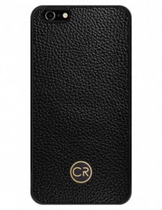 Etui premium skórzane, case na smartfon APPLE iPhone 6 PLUS. Skóra floater czarna ze złotą blaszką.