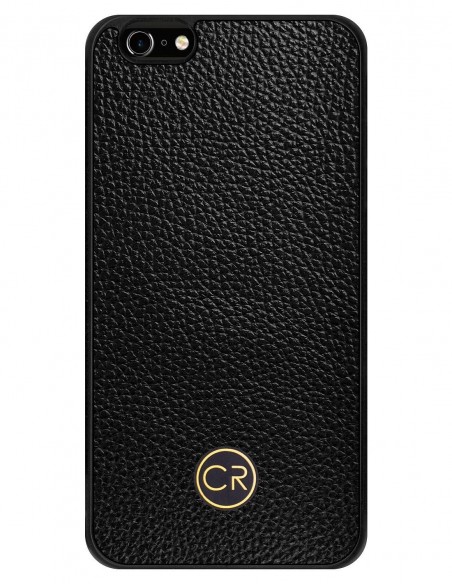 Etui premium skórzane, case na smartfon APPLE iPhone 6 PLUS. Skóra floater czarna ze złotą blaszką.