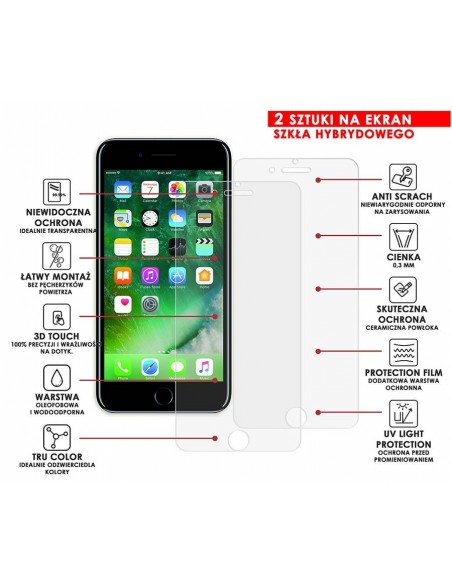 PANCERNE SZKŁO HYBRYDOWE IPHONE 8 PLUS I APARAT