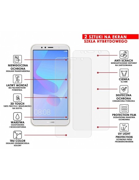 PANCERNE SZKŁO HYBRYDOWE HUAWEI Y6 2018 I APARAT