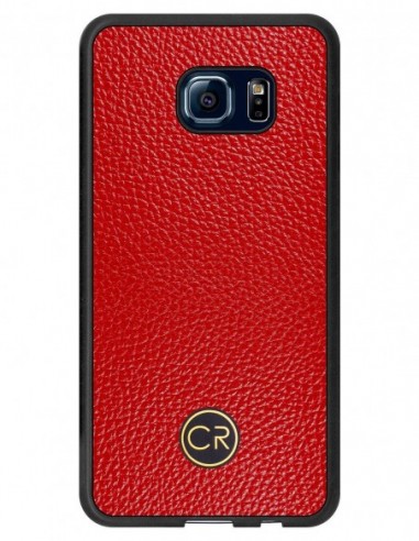 Etui premium skórzane, case na smartfon SAMSUNG GALAXY S6 EDGE. Skóra floater czerwona ze złotą blaszką.
