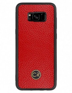 Etui premium skórzane, case na smartfon SAMSUNG GALAXY S8 PLUS. Skóra floater czerwona ze złotą blaszką.