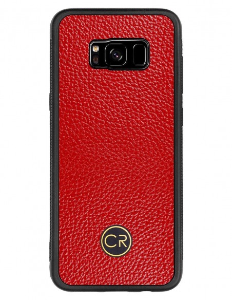 Etui premium skórzane, case na smartfon SAMSUNG GALAXY S8 PLUS. Skóra floater czerwona ze złotą blaszką.