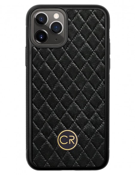 Etui premium skórzane, case na smartfon APPLE iPhone 11 PRO. Skóra pikowana czarna ze złotą blaszką. Etui premium skórzane, case na smartfon APPLE iPhone 11 PRO. Skóra pikowana czarna ze złotą blaszką.