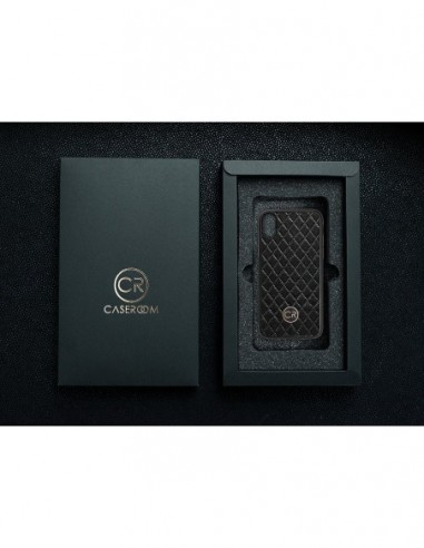 APPLE iPhone XS - skóra pikowana czarna