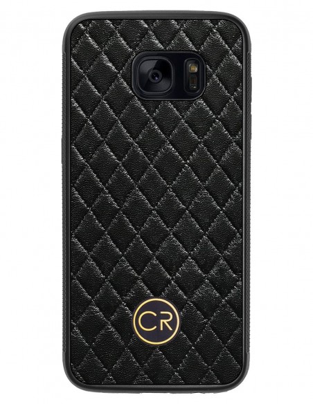 Etui premium skórzane, case na smartfon SAMSUNG GALAXY S7 EDGE. Skóra pikowana czarna ze złotą blaszką. Etui premium skórzane, case na smartfon SAMSUNG GALAXY S7 EDGE. Skóra pikowana czarna ze złotą blaszką.