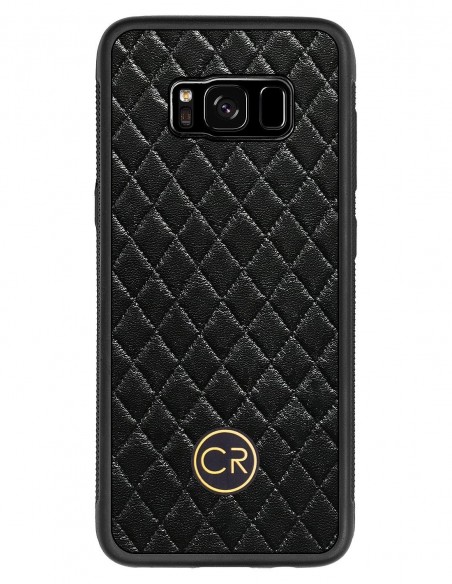 Etui premium skórzane, case na smartfon SAMSUNG GALAXY S8. Skóra pikowana czarna ze złotą blaszką. Etui premium skórzane, case na smartfon SAMSUNG GALAXY S8. Skóra pikowana czarna ze złotą blaszką.