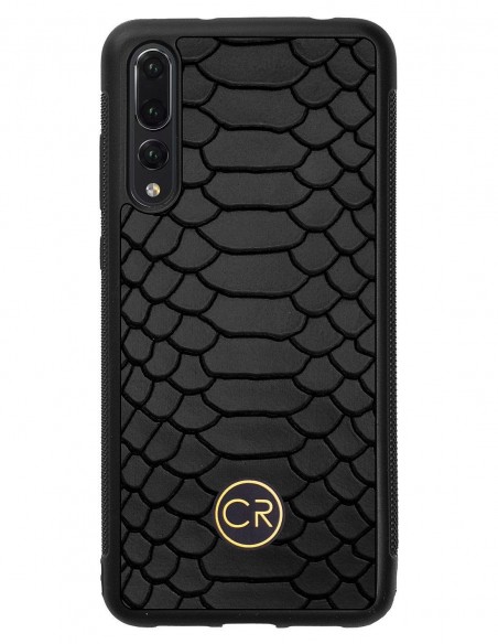 Etui premium skórzane, case na smartfon HUAWEI P20 PRO. Skóra pyton czarna ze złotą blaszką. Etui premium skórzane, case na smartfon HUAWEI P20 PRO. Skóra pyton czarna ze złotą blaszką.