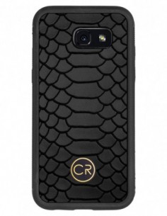 Etui premium skórzane, case na smartfon SAMSUNG GALAXY A5 2017. Skóra pyton czarna ze złotą blaszką.