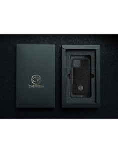 Etui premium skórzane, case na smartfon APPLE iPhone 11 PRO. Skóra iguana czarna ze złotą blaszką. 2