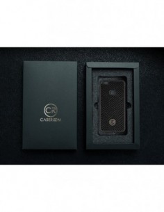 Etui premium skórzane, case na smartfon HUAWEI P10 LITE. Skóra iguana czarna ze złotą blaszką. 2