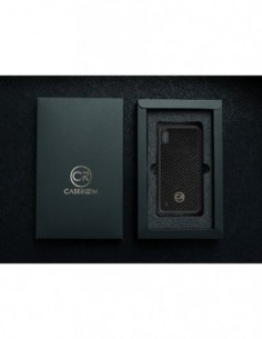 Etui premium skórzane, case na smartfon SAMSUNG GALAXY A10. Skóra iguana czarna ze złotą blaszką. 2