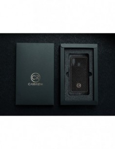 Etui premium skórzane, case na smartfon SAMSUNG GALAXY A40. Skóra iguana czarna ze złotą blaszką. 2