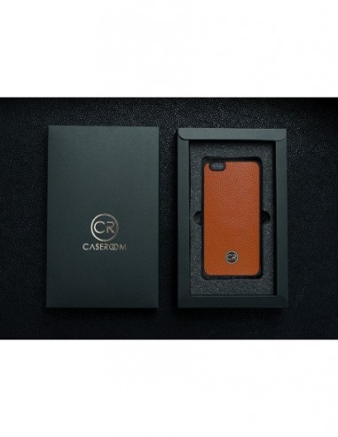 Etui premium skórzane, case na smartfon APPLE iPhone 6S PLUS. Skóra floater ruda ze złotą blaszką.