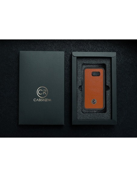 Etui premium skórzane, case na smartfon SAMSUNG GALAXY A5 2017. Skóra floater ruda ze złotą blaszką.