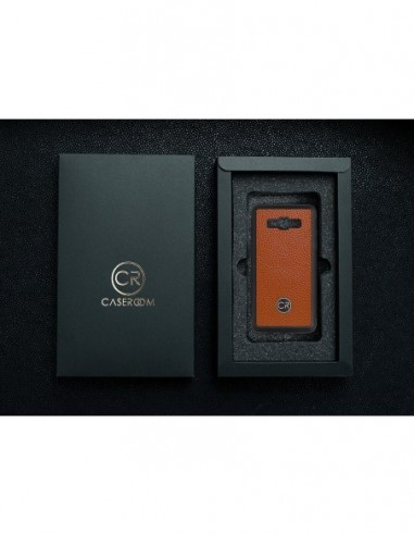 Etui premium skórzane, case na smartfon SAMSUNG GALAXY J5 2016. Skóra floater ruda ze złotą blaszką.