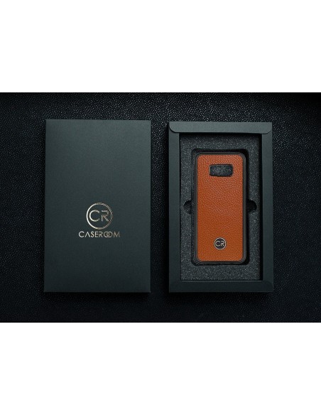 Etui premium skórzane, case na smartfon SAMSUNG GALAXY S8 PLUS. Skóra floater ruda ze złotą blaszką.