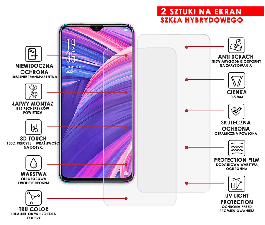 PANCERNE SZKŁO HYBRYDOWE OPPO RX17 PRO + APARAT