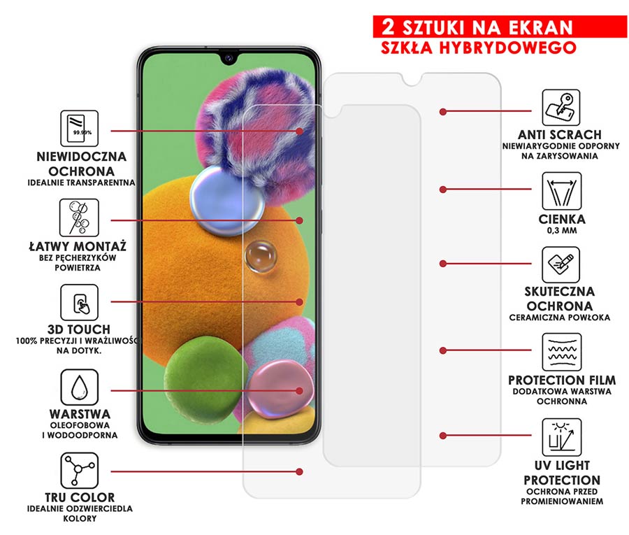 PANCERNE SZKŁO HYBRYDOWE SAMSUNG GALAXY A90 5G + APARAT