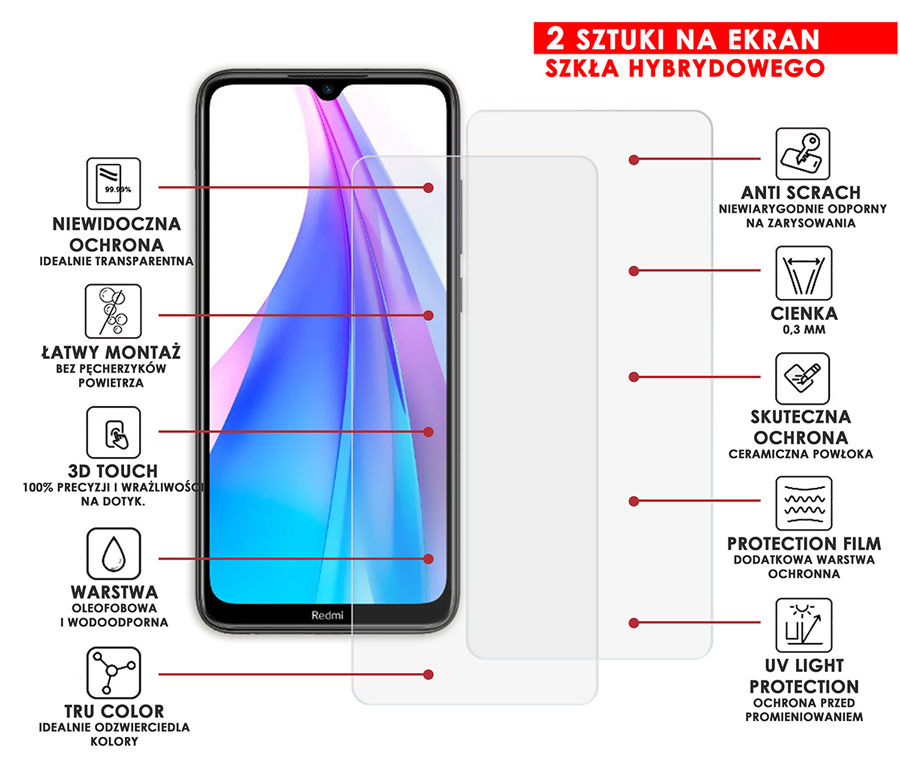 PANCERNE SZKŁO HYBRYDOWE XIAOMI REDMI NOTE 8T